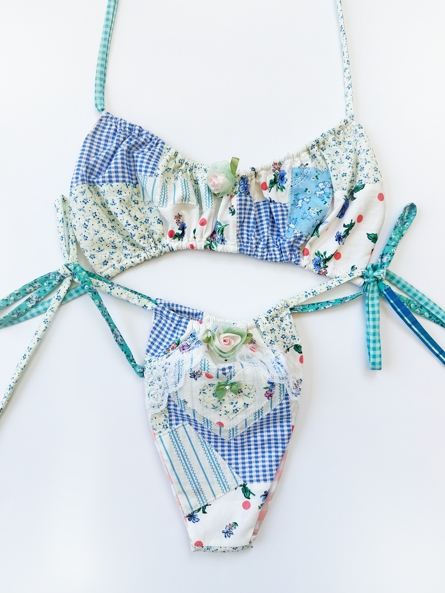 Blue Patchwork Bikini