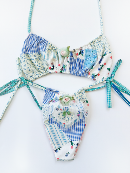 Blue Patchwork Bikini